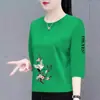 Ropa de Maternidad para Mujeres de Mediana Edad, Blusa Holgada Adelgazante de Siete Mangas, Cuello Redondo, Camiseta Casual, Tendencia, Comercio Exterior Transfronterizo