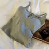 Camisola retro a rayas con botones estilo chino para mujer, corte ajustado con copas, adecuada para usar como capa base o para salir
