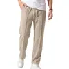 Pantalones de Chándal Rectos para Hombre con Jacquard a Cuadros 2026 Tejido de Punto Pesado Cordón Elástico Pierna Ancha Pantalones Casuales