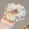 Lenço quadrado grande com estampa floral pequena, elástico de cabelo para mulheres, faixa de cabelo elástica, acessório de cabelo com estilo coreano de alta qualidade