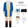 Traje de Halloween Retro para Advogado de Desempenho Presidencial Washington Roupa de Desempenho Traje de Cavalheiro com Cauda