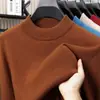 Suéter grueso 100% lana pura para hombre, nuevo de otoño e invierno 2026, camisa base cálida de estilo casual de negocios, suéter para hombre