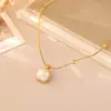 Collar Colgante de Perla de Azúcar Cuadrada Más Vendido Cadena para Clavícula Versátil de Alta Gama Moda con Temperamento Pendientes Dulces Elegantes