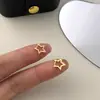 Pendientes de Hueso de Oreja de Estrella de Cinco Puntas Ins Estilo Genial Chapados en Plata de Ley S925 Oro de 18 Quilates Diseño de Nicho de Gama Alta