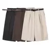 Venta al por mayor 2026 Primavera Nuevos Shorts Casuales de Cintura Alta para Mujer con Diseño de Cremallera y Cinturón 2631