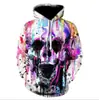 Nuevo Sudadera con Capucha Casual de Impresión Digital 3D de Calavera Tendencia Transfronteriza para Hombre