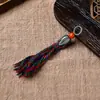 Accesorios pequeños colgantes de lado estilo Tíbet, hechos a mano con hueso de vaca y ágata roja del sur, con borlas, adornos decorativos y colgantes