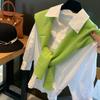 Nova Moda Outono e Primavera Popular na Internet Pequeno Xale de Tricô Feminino Peça Externa Combinando com Camisa Branco Ombro Versátil Cor Sólida para Verão