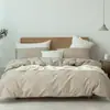 Xiangling Productos PremiumEstilo minimalista japonés algodón 100% teñido en hilo algodón lavado juego de cama de cuatro piezas: sábana, funda de edredón, funda de almohada