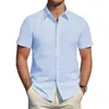 Comercio Exterior Transfronterizo Estilo Nuevo de Verano para Hombre Camisa de Manga Corta de Color Sólido Cardigan de Moda Camisa Casual Camisa Formal de Negocios Venta al por Mayor