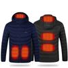 Chaqueta acolchada de algodón con capucha y cuello alto con calefacción inteligente de cinco zonas y tres velocidades con interfaz USB para invierno para hombre