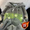 Sudadera con capucha gruesa forrada de forro polar de Comercio Exterior para hombre Otoño/Invierno Chaqueta de punto con cremallera de pana Bordada con estrellas y letras