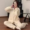 Pijamas de Otoño e Invierno para Mujer Nuevo Algodón Aire Sándwich Manga Larga Pantalones Gruesos Cálidos Algodón para Estudiante Traje Ropa de Casa