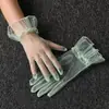 Guantes de Boda para Mujer Estilo Coreano Transparentes de Malla Fina Cortos Coloridos Negro Blanco Rojo Rosa Ópera Baile Halloween Sexy