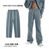 Pantalones Casuales Pesados de Otoño e Invierno para Hombre Isla Cai Xiang, Unisex Estilo Callejero Americano con Cordón Forrados de Forro Polar Pierna Recta Pantalones Deportivos para Hombre