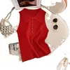 Chaleco de punto sin mangas con cuello polo Chic francés para mujer en verano Aspecto adelgazante Chaleco exterior corto...