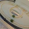 Set de Collar, Pulsera y Aretes de Perla Natural de Agua Dulce para Mujer, Marea Nacional Elegante, Oro 14K con Nota, Joyería de Jade Bi de Tres Piezas