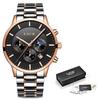 Reloj LIGE de moda informal para hombre, resistente al agua, de cuarzo, con diseño lunar, deportivo y de negocios.