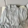 Conjunto de Pijama de Algodão Nuvem para Homens, Primavera e Outono, Cor Sólida Simples, Manga Longa e Calça Longa, Roupa de Casa Casual Estilosa para Adolescentes