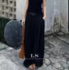 Ls Nova MarcaEtiqueta Preta Minimalista Grande Marca Início da Primavera Nova Moda Casual Minimalista Calças Largas 30239 #