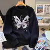 Sudadera Blanca de Cuello Redondo para Mujer Primavera y Otoño Delgada de Manga Larga Estudiante mm Divertida Hi Letra Forrada de Polar Holgada Aspecto Adelgazante Sudadera