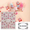 Fábrica Zhengxiang Personalizado Pegatinas de Diamantes 5D Pegatinas de Uñas en Relieve Calcomanías para Uñas de Fresa Cereza Lazo Oem