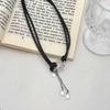 Nicho Design Handmade Love Leather Tassel Colar chocker Preto Simples Colar de Gola Curta para Mulheres