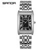 Reloj de Pareja Sanda Live Hot Reloj Cuadrado Vintage de Cuarzo Resistente al Agua Escala Romana Relojes para Hombre y Mujer