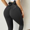 Estilo Quente Transfronteiriço 2024 Calça Esportiva Levanta Bumbum com Laço Cor de Pêssego Calça Yoga Justa para Mulheres Cintura Alta