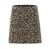 Falda Lápiz Midi con Abertura Trasera Estampado de Leopardo Retro Americano, Nueva Falda Bodycon de Cintura Alta Ajustada para Mujer Otoño e Invierno