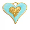 Yuhui Accesorios para Joyería DIY Transfronterizos Colgante de Acero Inoxidable con Flor de Goteo de Aceite Incrustaciones de Pedrería Corazón Chapado en Oro Real Accesorios DIY