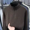 Suéter Base Grueso de Forro Polar con Media Cremallera para Hombre 2026 Invierno Nuevo Estilo Una Pieza Lana Polar Tejida Cálida
