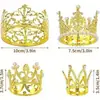 Tiara Mini Coroa de Liga Metálica em Dourado e Prata para Decoração de Bolo de Festa de Aniversário Infantil, Modelo de Comércio Exterior Transfronteiriço