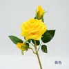 Rosa artificial com 3 hastes de cabeça aveludada, haste única, adequada para mesas de jantar de hotel, mesas de conferência, arranjos florais e decoração de sala de estar