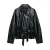Chaqueta Elegante de Cuero con Cinturón Estilo Europeo Transfronterizo 2026 Nueva Moda para Mujer Venta al por Mayor 4341843