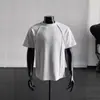 Camiseta de Hombre Morada de Alta Gama de Manga Corta, Tendencia de Verano Estilo Americano Top Desestructurado con Remaches de Lujo
