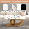 Mesa de centro oval com placa de rocha, mesa de centro para sala de estar, mesa simples de venda quente, rede vermelha, mesa de centro estilo nórdico, pequeno apartamento