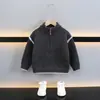 Suéter Infantil Masculino de Outono e Inverno com Zíper Parcial Estilo Coreano Tricô Espesso Pulôver Suéter de Lã para Bebês e Crianças Pequenas Roupas de Outono