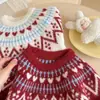 Suéter de punto Fair Isle para niños de otoño e invierno, suave y de corte holgado, con estilo étnico, para niñas y bebés