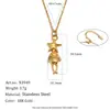 Conjunto de Brincos e Colar de Aço Inoxidável Banhado a Ouro 18K com Design de Nicho Europeu e Americano, Formato Humano, Lua e Estrela para Mulheres