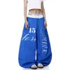Calça Cargo Plissada Estilo Americano com Estampa de Letras Coloridas para Homens, Design Moderno de Verão, Calça Casual de Perna Larga para Dança