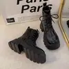 Botas femininas estilo inglês Martin, nova coleção outono/inverno 2026, botinhas de tornozelo, design retrô, sola grossa, salto grosso e couro brilhante