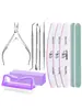 Set Completo de Herramientas para Manicura, Tijeras para Cutículas, Empujador de Cutículas, Lima de Uñas, Esponja, Bloque Pulidor, Set de Cuidado de Manicura para el Hogar