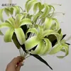 Arreglo floral artificial de lirio silvestre de 9 ramas y 9 cabezas, adecuado para decoraciones de bodas, decoraciones de pasillos y centros de mesa.; disponible en varios colores, hecho de seda