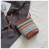 Bolso de Paja Arcoíris de Moda Bolso de Mano Casual 2026 Nuevo Bolso Tejido Texturizado de Moda Bolso Cruzado Simple Elegante