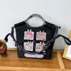 Bolsa de Lona Tendência Bolsa de Ombro Bordada Bolsa Transversal de Desenho Animado Bolsa de Mão Versátil para Moda Bolsa de Grande Capacidade para Mulheres