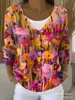 Nova blusa de moletom com botões, gola V, manga longa, estampada em 3D, estilo personalidade, solta, para outono e inverno, jaqueta suéter para mulheres
