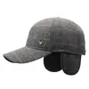 Gorra de Pato a Cuadros Nueva de Otoño e Invierno para Hombres de Mediana Edad y Mayores, Gorra de Béisbol, Sombrero Cálido Cortavientos para Ocio al Aire Libre, Gorro de Algodón con Protección para los Oídos