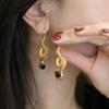 Pendientes de Obsidiana de Diseño de Personalidad Europeo y Americano Transfronterizo, Misteriosa Serpiente, Ricos Adornos, Moda Retro, Pendientes Populares para Mujeres
