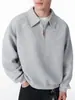 Sudadera Han Lu de Perfil Bajo Ancho y Cremallera Media con Cuello de Solapa para Hombre, Temporada de Otoño, Segmentada y de Retazos, Jersey de Peso Pesado Holgado.